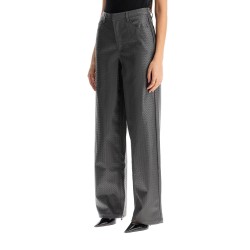 wide woven patterned trousers with a