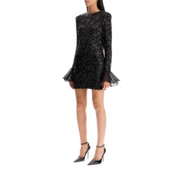 'open-back sequin mini dress