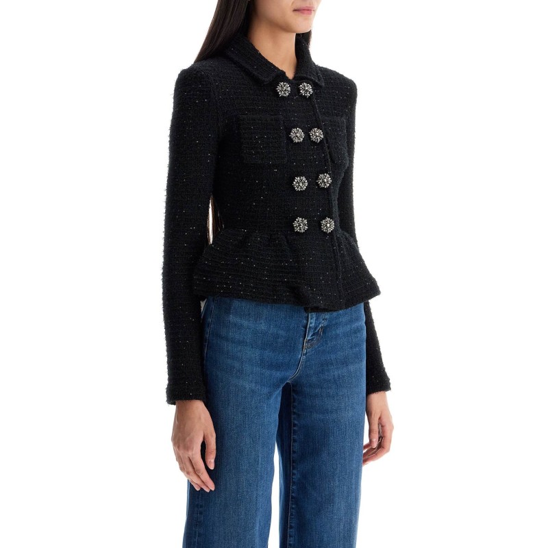 textured knit peplum jacket