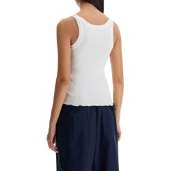 ribbed tank top with logo label