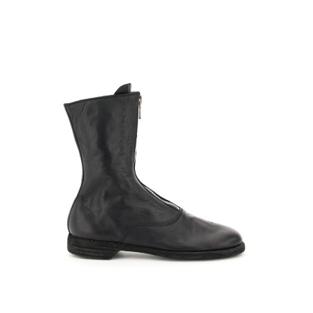 front zip leather ankle boots