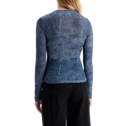 long-sleeved denim effect top for