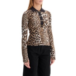 animal print jacquard knit polo