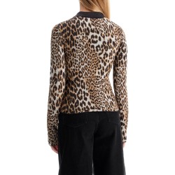 animal print jacquard knit polo