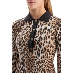 animal print jacquard knit polo