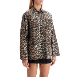 leopard print canvas overshirt