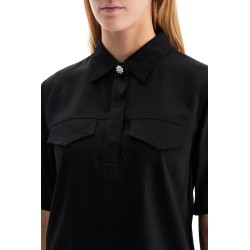 short-sleeved twill blouse for