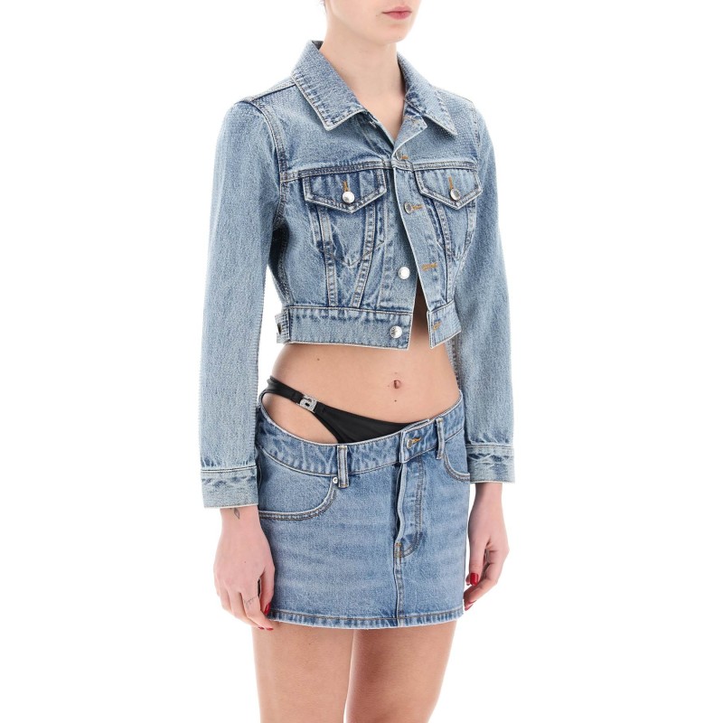 denim jacket with micro rhinest