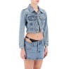 denim jacket with micro rhinest