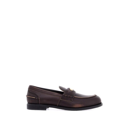 used-effect leather loafers