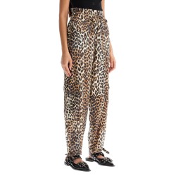 leopard print satin cargo pants