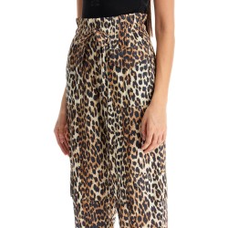 leopard print satin cargo pants