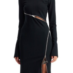 twisted zip midi dress with