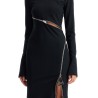 twisted zip midi dress with