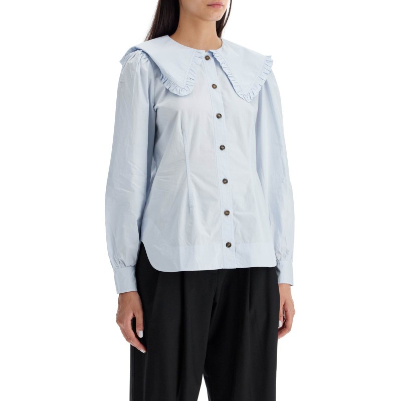 poplin shirt with oversized collar