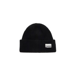 'beanie hat with logo label