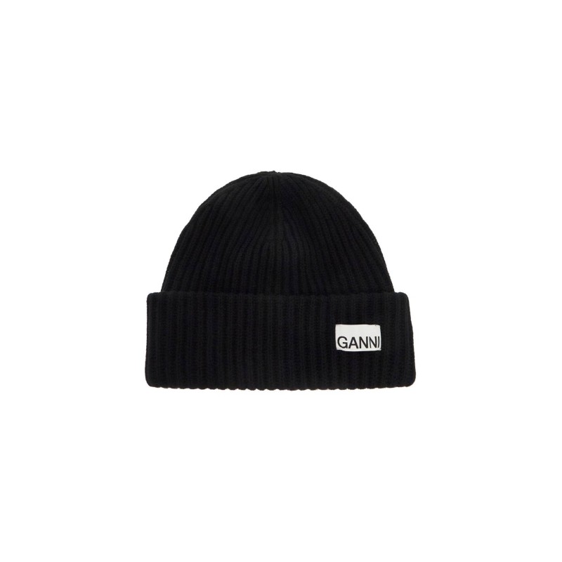 'beanie hat with logo label