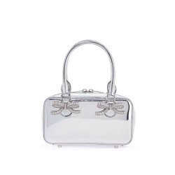 "diamond-studded mirrored leather travel bag