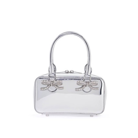 "diamond-studded mirrored leather travel bag