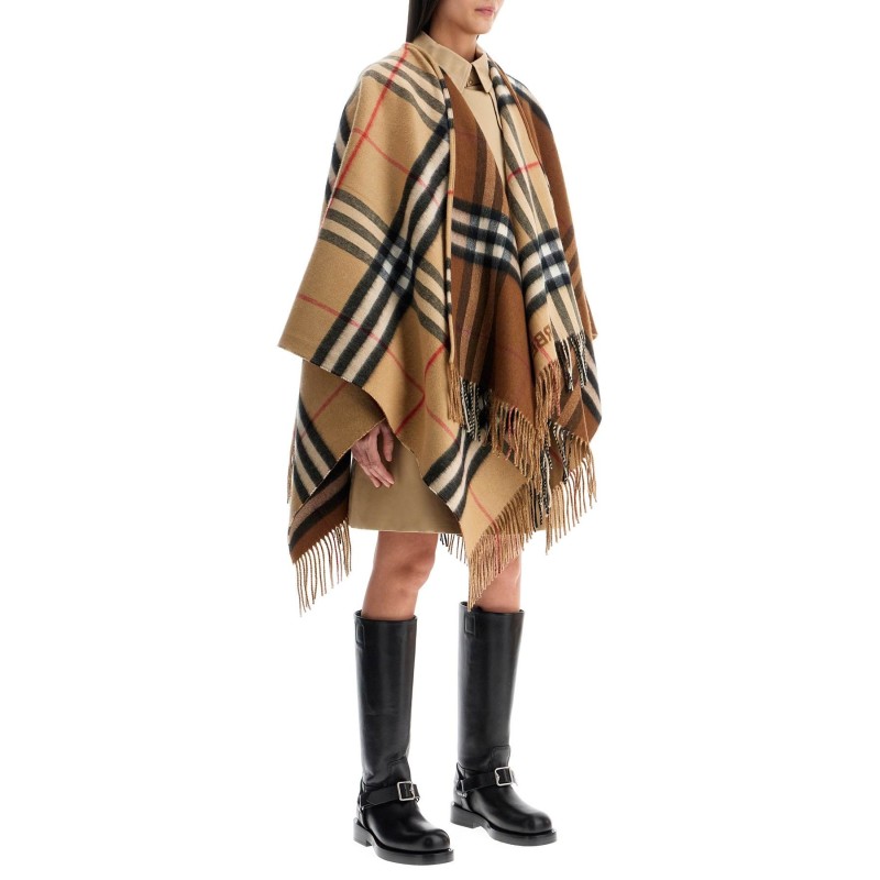 check wool and cashmere cape