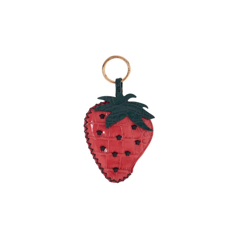 strawberry charm in coconut print leather