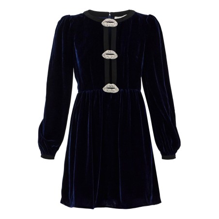 velvet mini dress with applique details