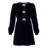 velvet mini dress with applique details