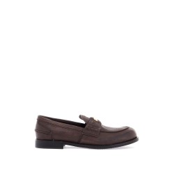 vintage-effect leather penny loafers