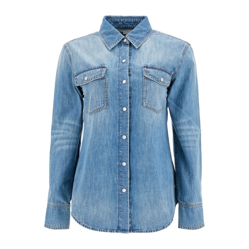 'vintage wash denim shirt'