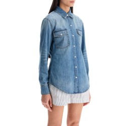 'vintage wash denim shirt'