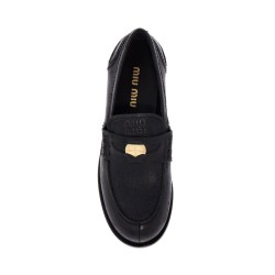 vintage-effect leather penny loafers