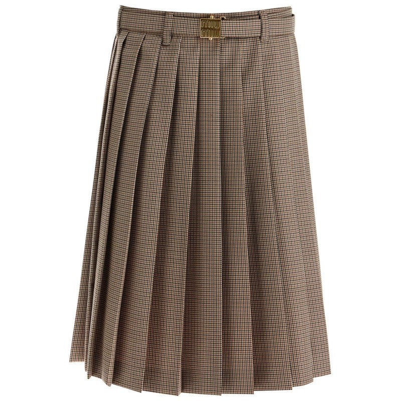 pleated midi skirt in houndst