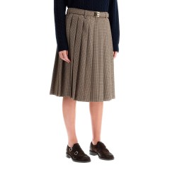 pleated midi skirt in houndst