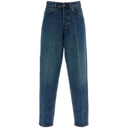 high-waisted distressed effect jeans