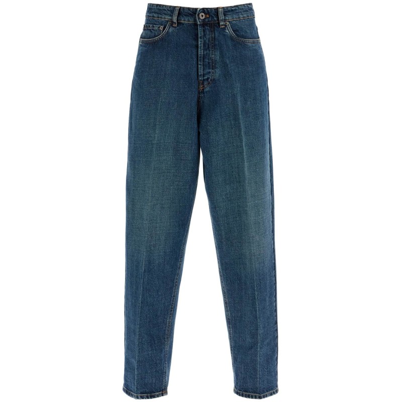 high-waisted distressed effect jeans