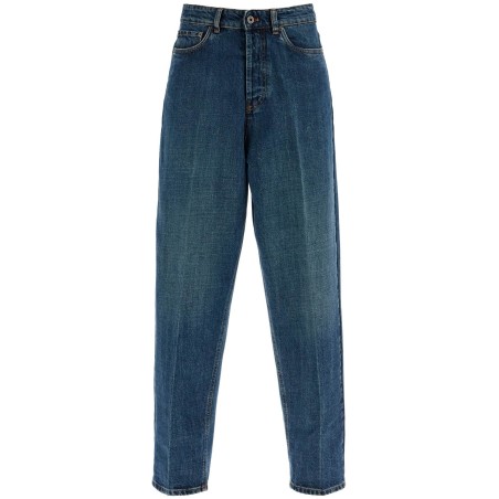 high-waisted distressed effect jeans