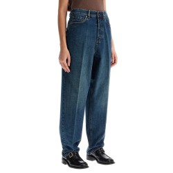 high-waisted distressed effect jeans