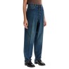 high-waisted distressed effect jeans