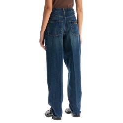 high-waisted distressed effect jeans