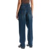 high-waisted distressed effect jeans