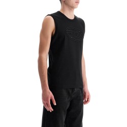 black cotton tank top with embossed logo