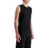 black cotton tank top with embossed logo