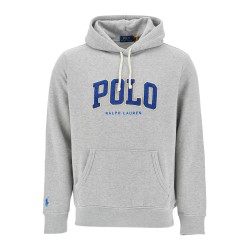 men's gray cotton zip hoodie with polo logo