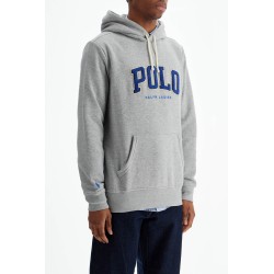 men's gray cotton zip hoodie with polo logo