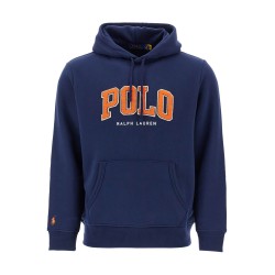 blue cotton and polyester hoodie with embroidered logo