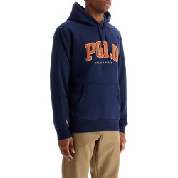 blue cotton and polyester hoodie with embroidered logo