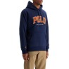 blue cotton and polyester hoodie with embroidered logo