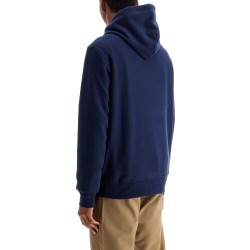 blue cotton and polyester hoodie with embroidered logo