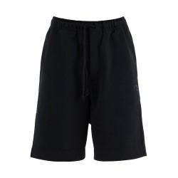 high-waisted black cotton sports shorts