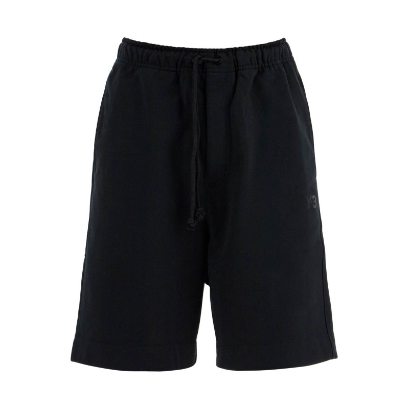 high-waisted black cotton sports shorts